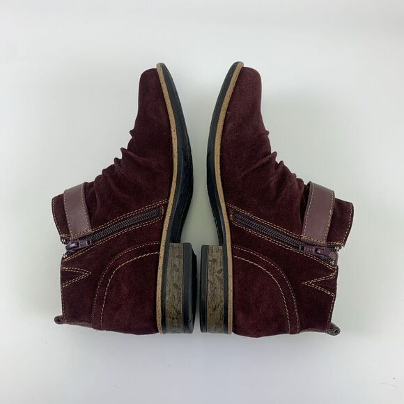 Earth Origins Avani Buckeye Bootie Burgundy Suede Ankle Boot Zip Strap Women 6.5 - Picture 7 of 15